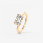 Emerald East West Half Bezel Lab Grown Diamond Engagement Ring