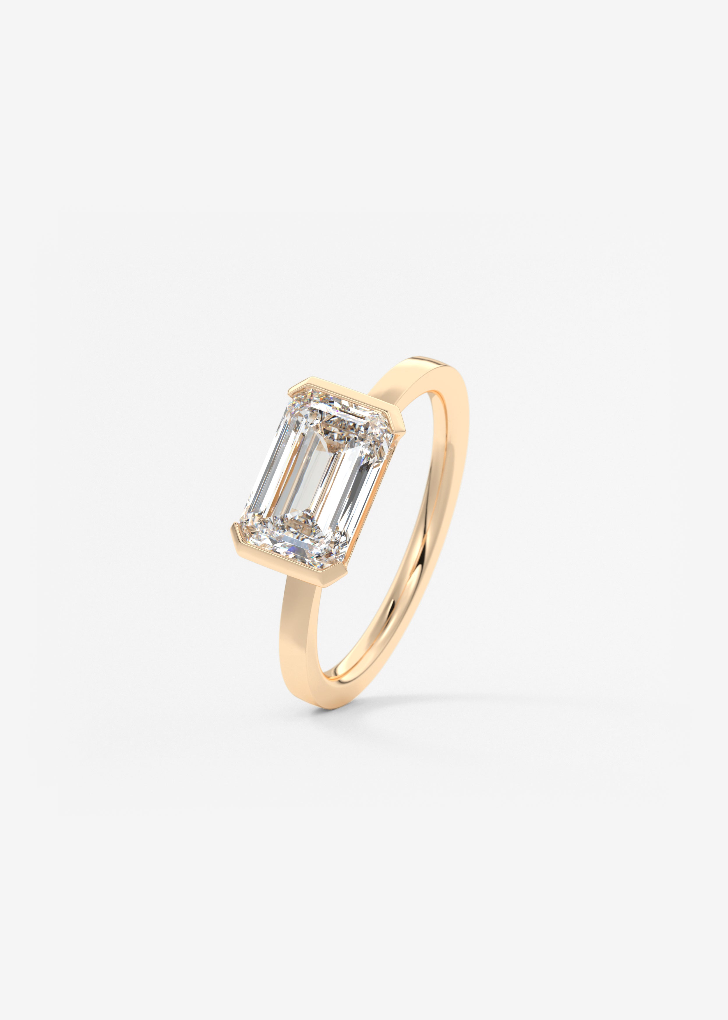 Emerald East West Half Bezel Lab Grown Diamond Engagement Ring