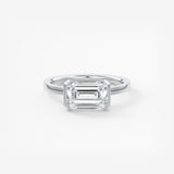 Emerald East West Half Bezel Lab Grown Diamond Engagement Ring