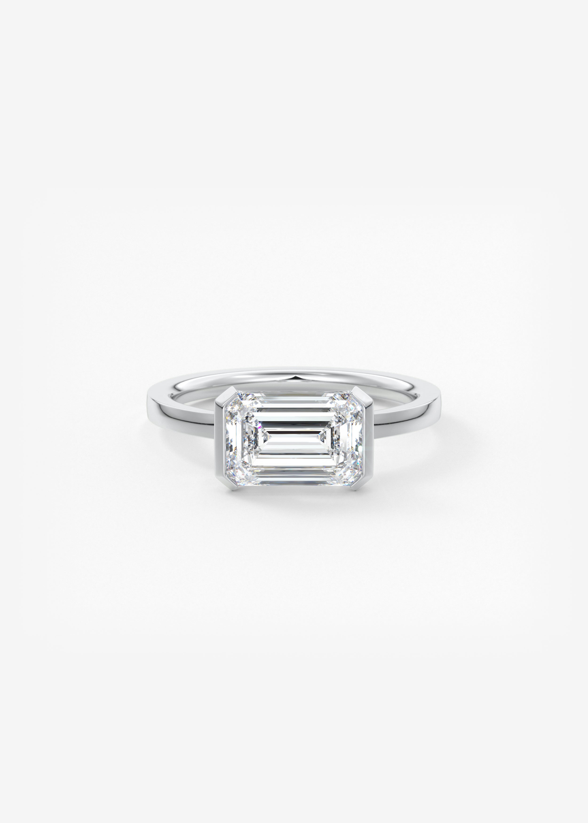 Emerald East West Half Bezel Lab Grown Diamond Engagement Ring