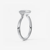 Emerald East West Half Bezel Lab Grown Diamond Engagement Ring