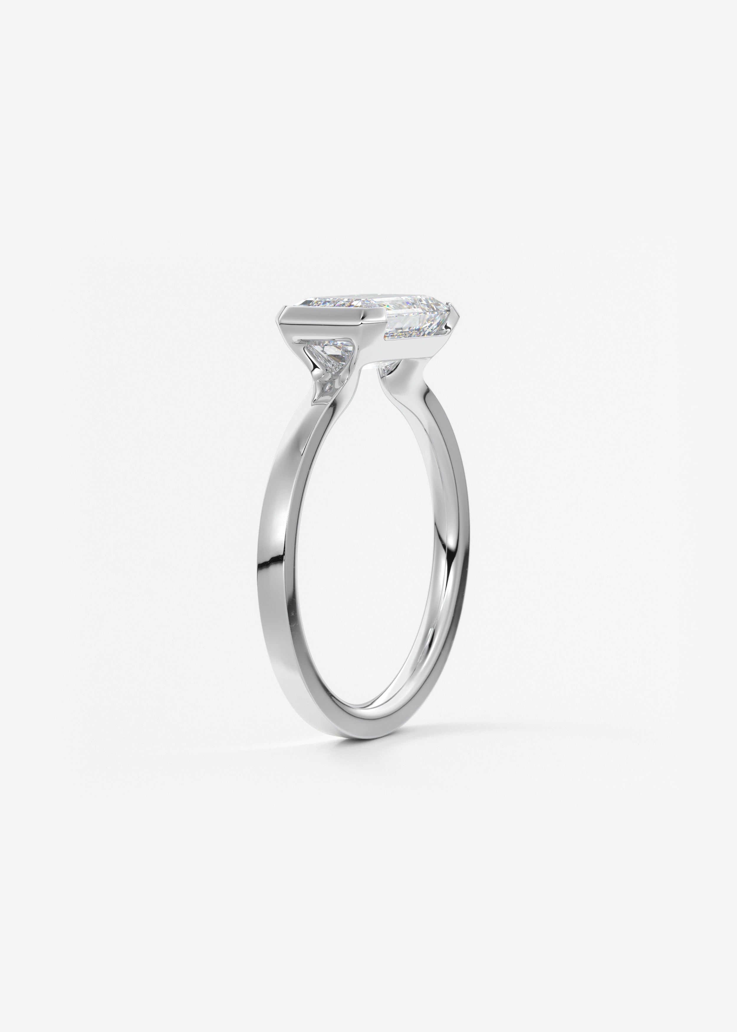 Emerald East West Half Bezel Lab Grown Diamond Engagement Ring