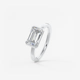 Emerald East West Half Bezel Lab Grown Diamond Engagement Ring
