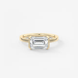 Emerald East West Half Bezel Lab Grown Diamond Engagement Ring