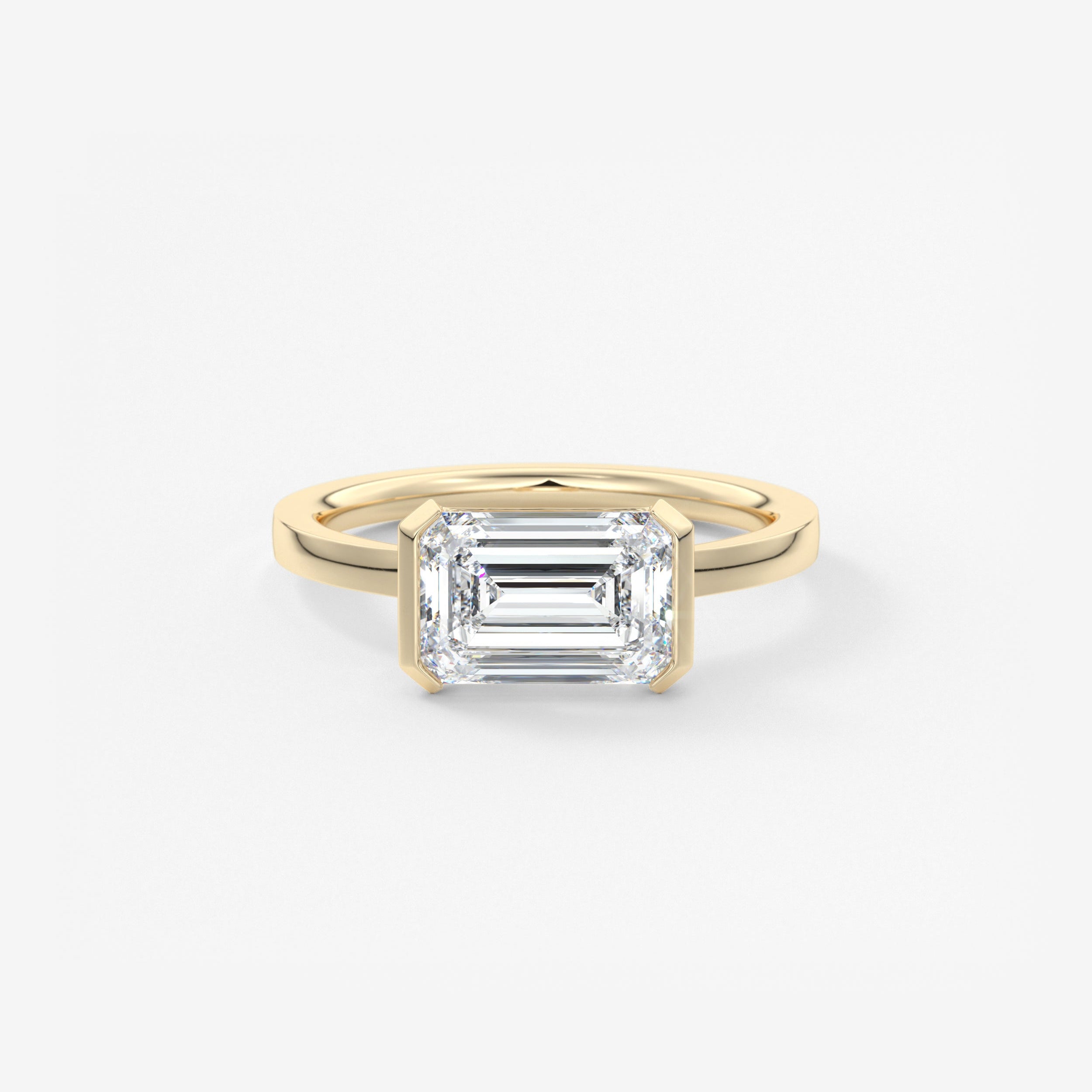 Emerald East West Half Bezel Lab Grown Diamond Engagement Ring