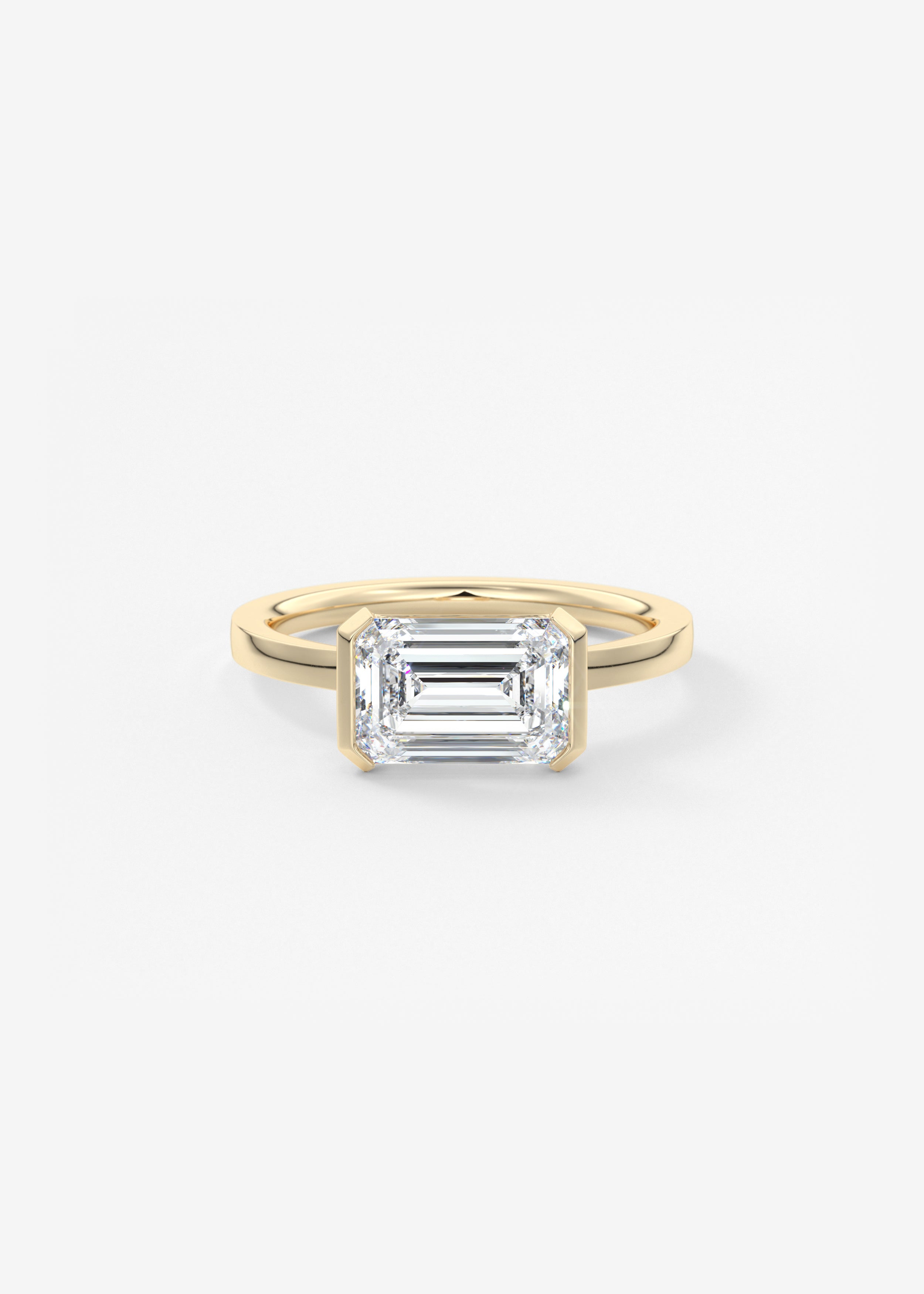 Emerald East West Half Bezel Lab Grown Diamond Engagement Ring