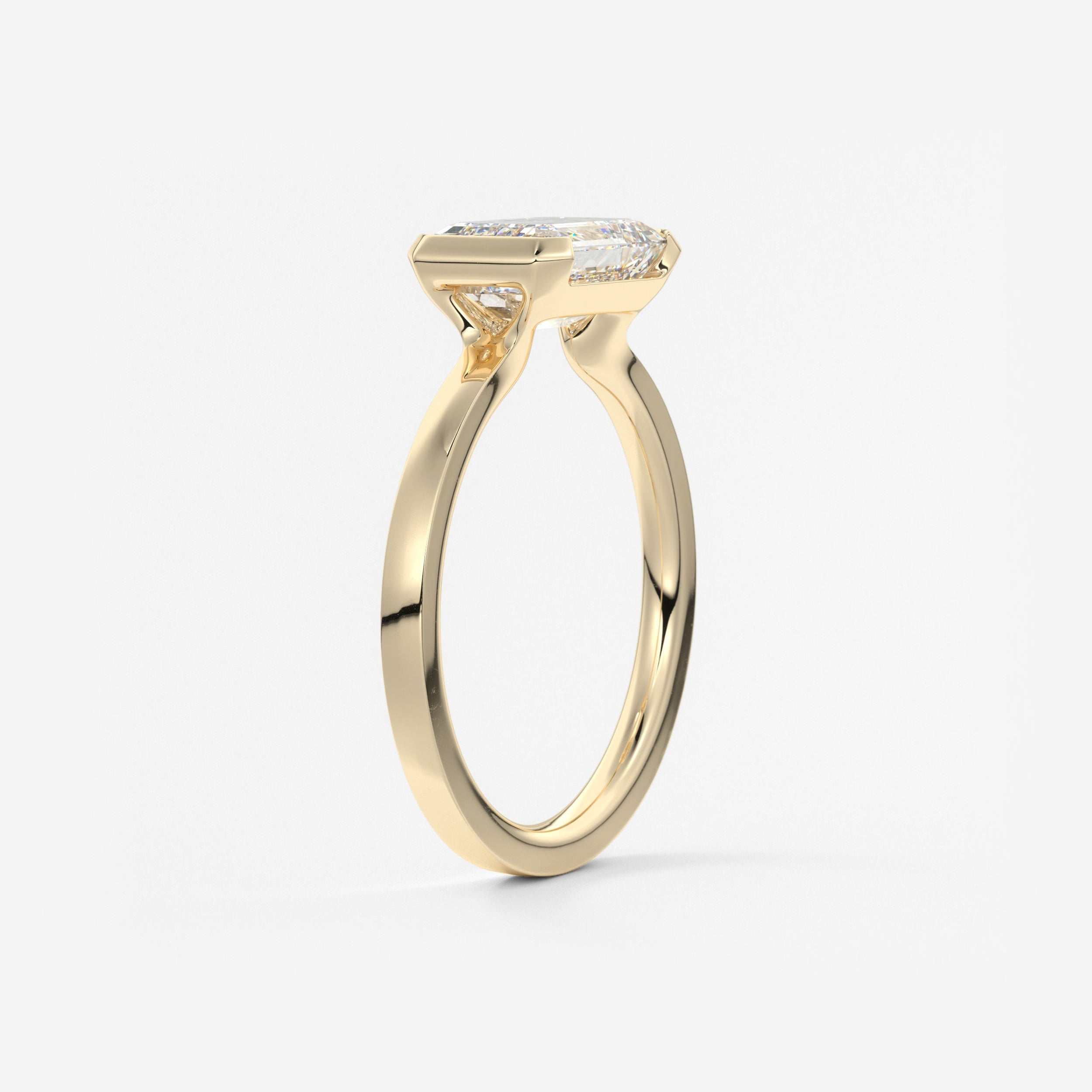 Emerald East West Half Bezel Lab Grown Diamond Engagement Ring