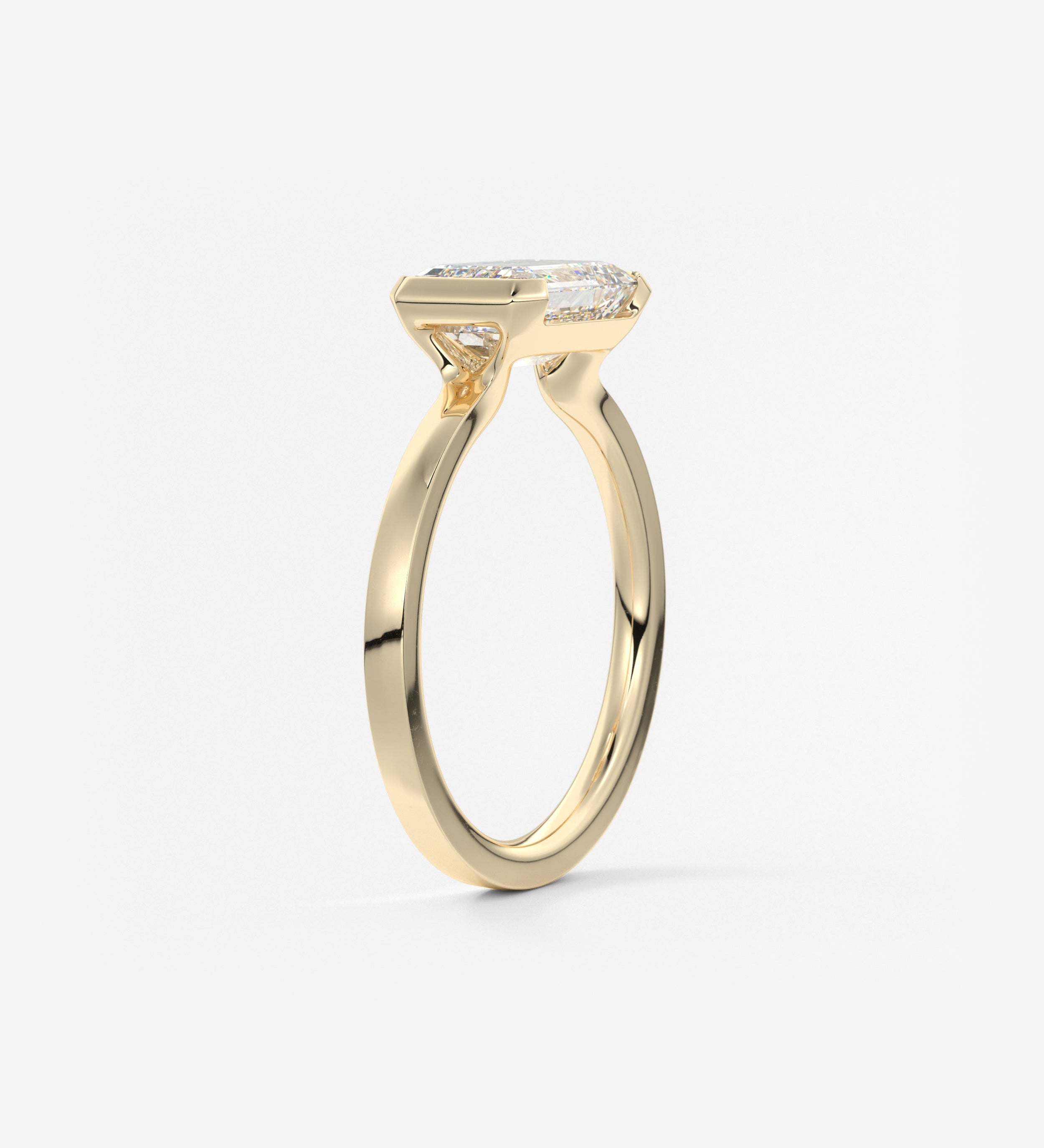 Emerald East West Half Bezel Lab Grown Diamond Engagement Ring
