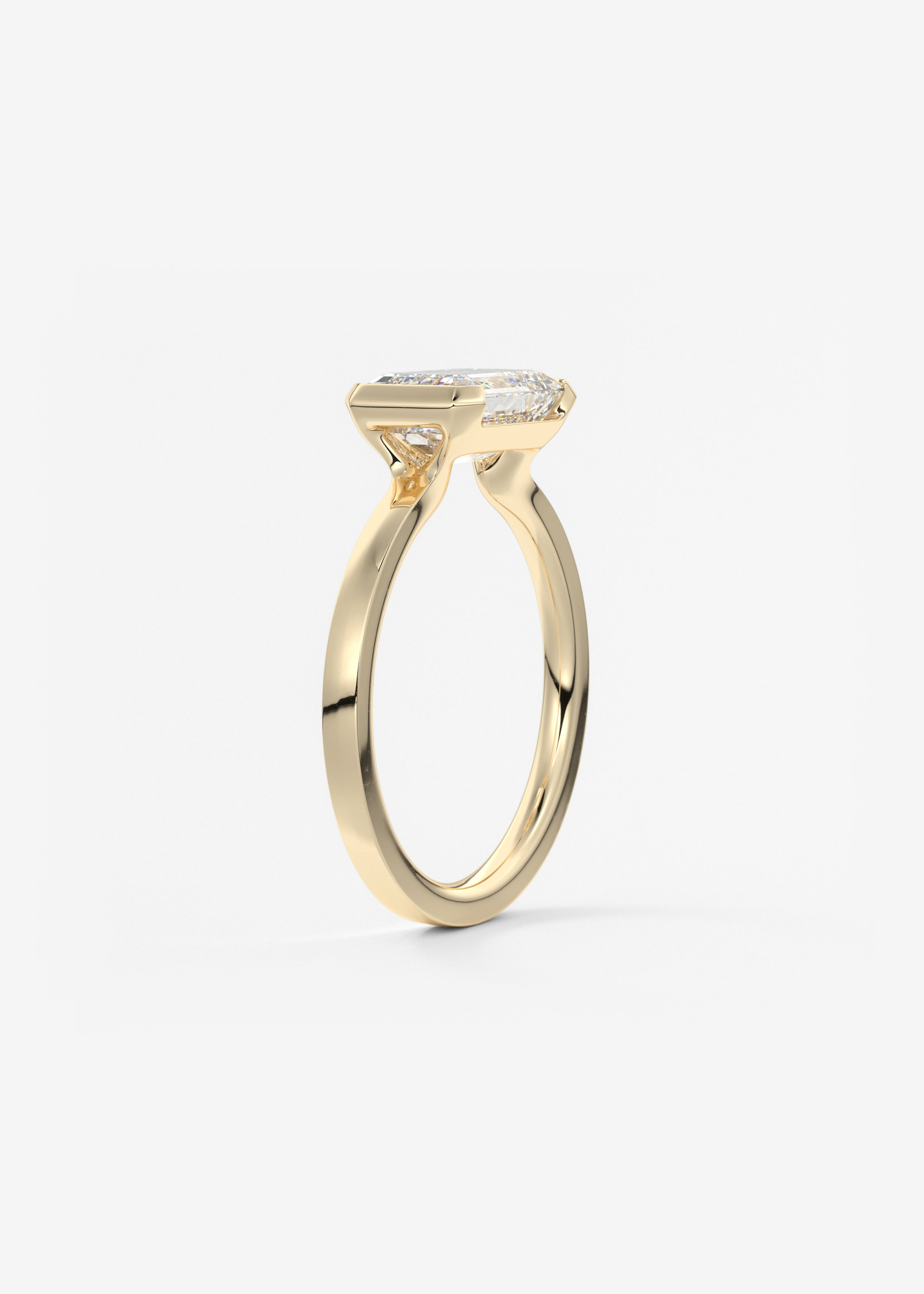 Emerald East West Half Bezel Lab Grown Diamond Engagement Ring