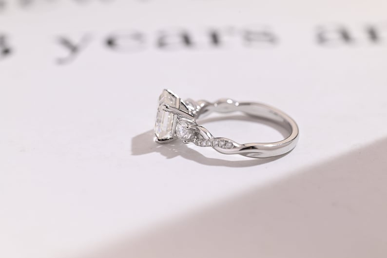 Stunning 1.0 - 2.0 CT Asscher Moissanite Engagement Ring With Twisted Pave Design 10