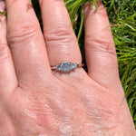 Round Cut  Three Stone Style Cubic Zirconia in 925 Sterling Silver Ring 7