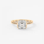 Asscher East West Half Bezel Lab Grown Diamond Engagement Ring