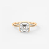 Asscher East West Half Bezel Lab Grown Diamond Engagement Ring