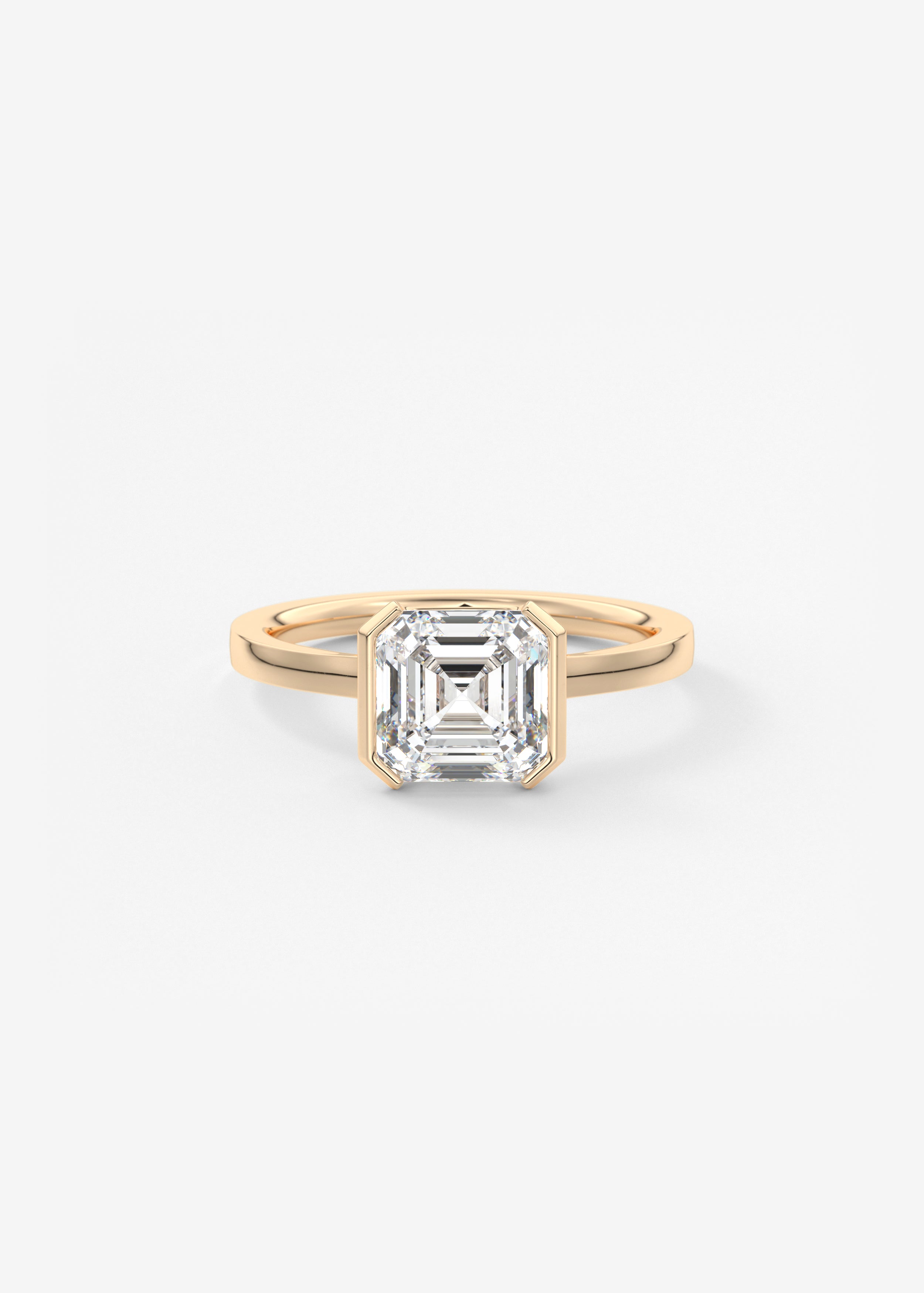Asscher East West Half Bezel Lab Grown Diamond Engagement Ring