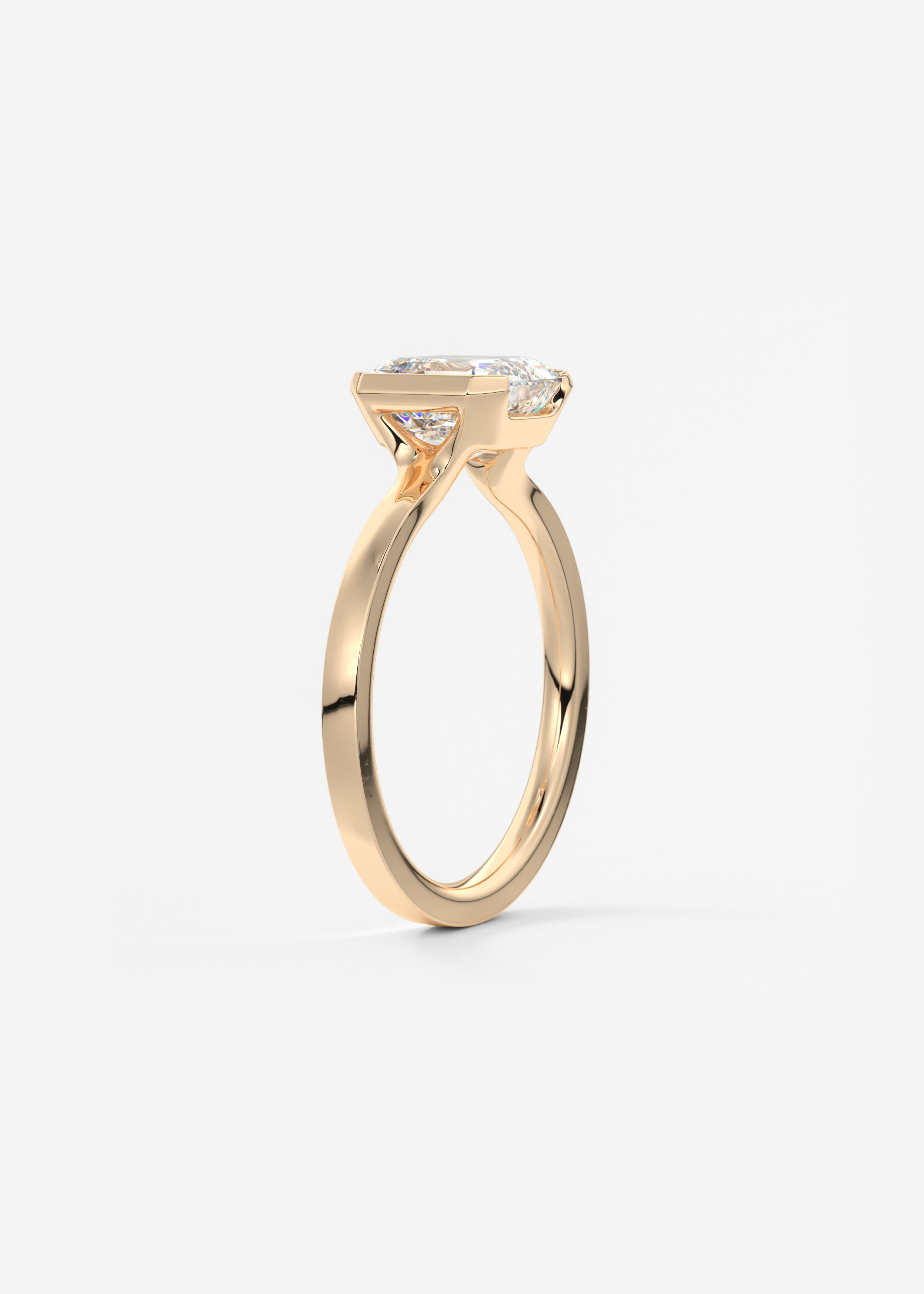 Asscher East West Half Bezel Lab Grown Diamond Engagement Ring