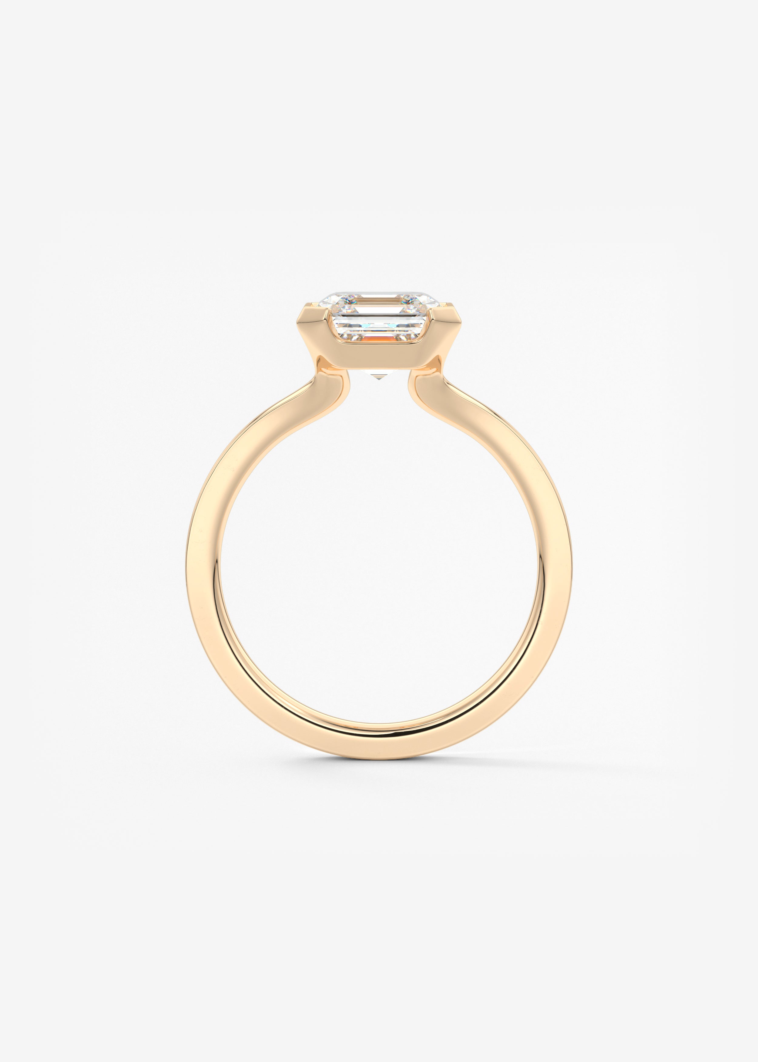 Asscher East West Half Bezel Lab Grown Diamond Engagement Ring