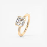 Asscher East West Half Bezel Lab Grown Diamond Engagement Ring