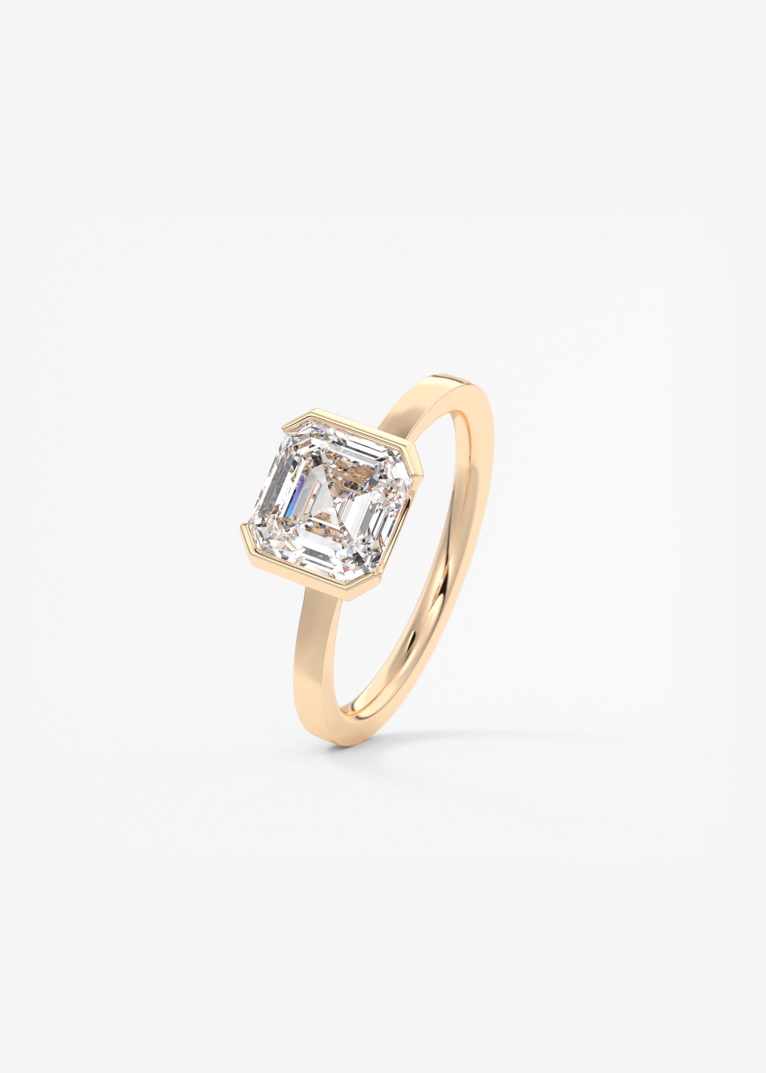 Asscher East West Half Bezel Lab Grown Diamond Engagement Ring