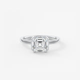 Asscher East West Half Bezel Lab Grown Diamond Engagement Ring