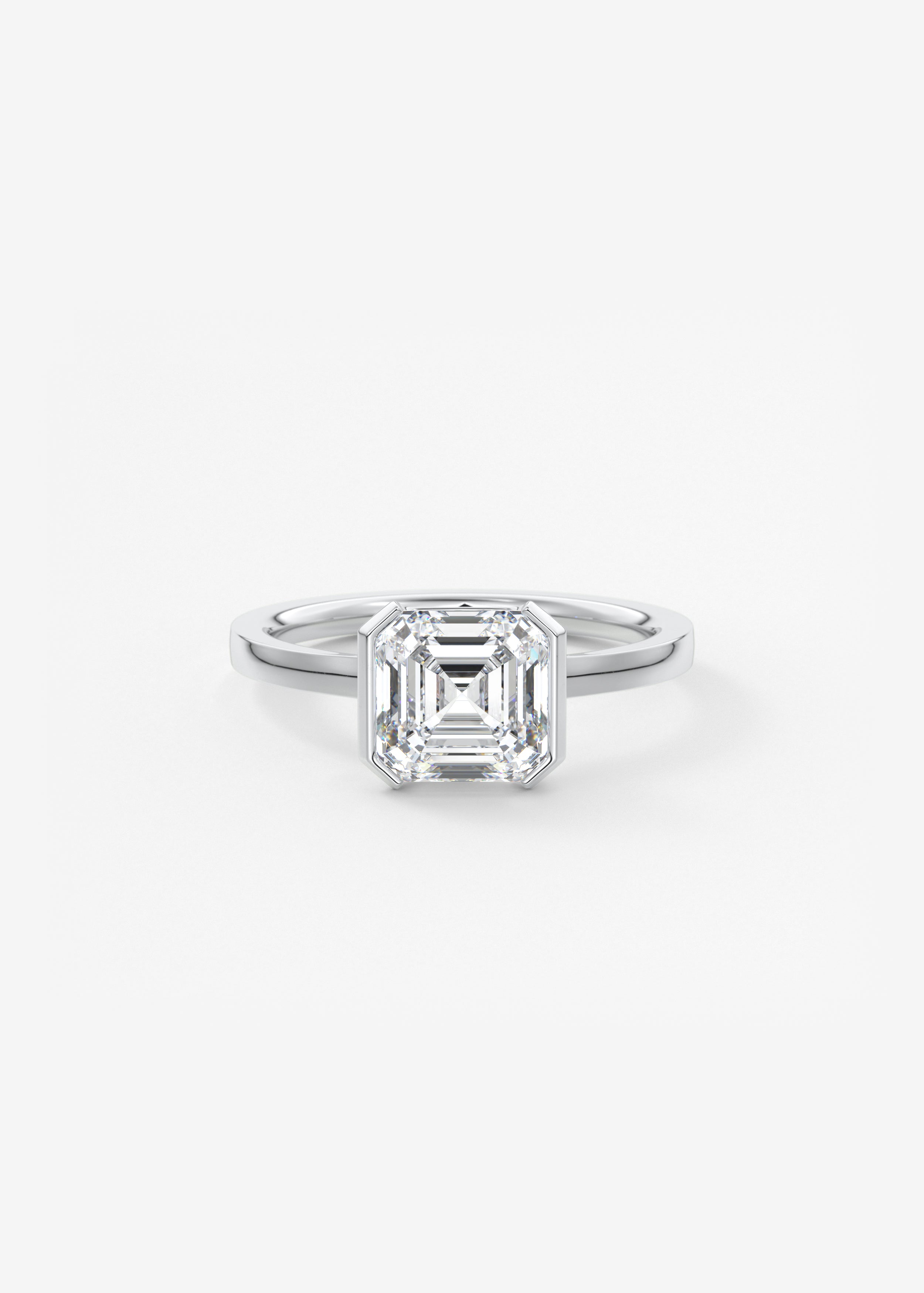 Asscher East West Half Bezel Lab Grown Diamond Engagement Ring