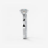 Asscher East West Half Bezel Lab Grown Diamond Engagement Ring