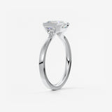 Asscher East West Half Bezel Lab Grown Diamond Engagement Ring