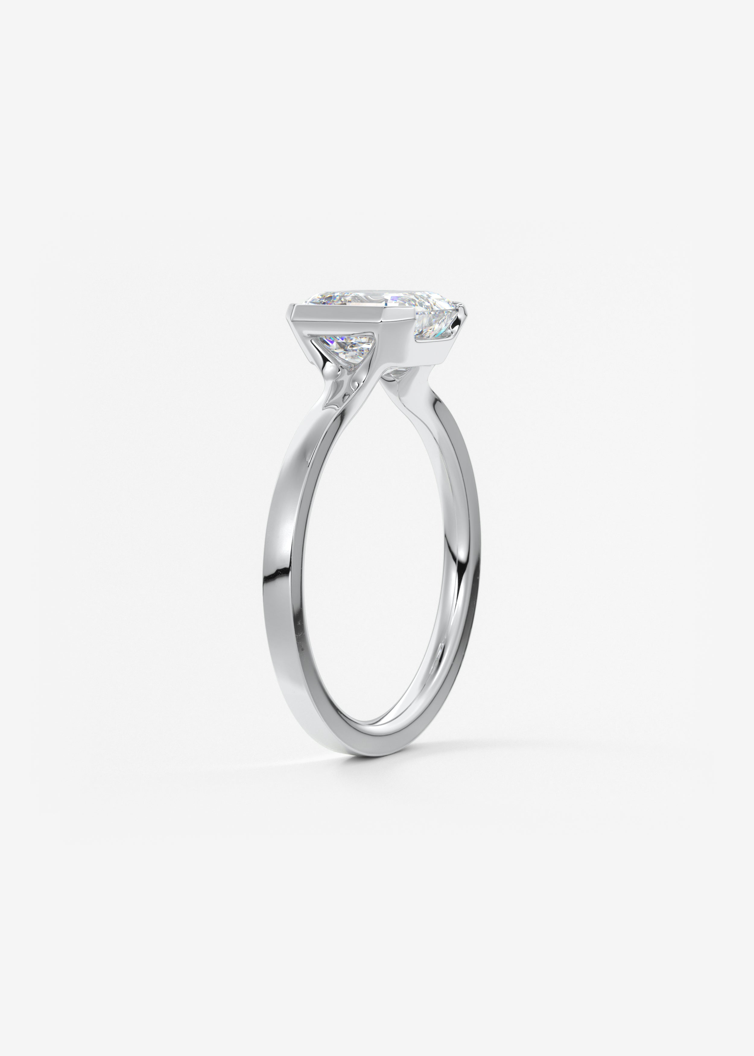 Asscher East West Half Bezel Lab Grown Diamond Engagement Ring