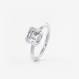 Asscher East West Half Bezel Lab Grown Diamond Engagement Ring