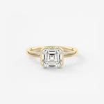 Asscher East West Half Bezel Lab Grown Diamond Engagement Ring
