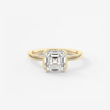 Asscher East West Half Bezel Lab Grown Diamond Engagement Ring