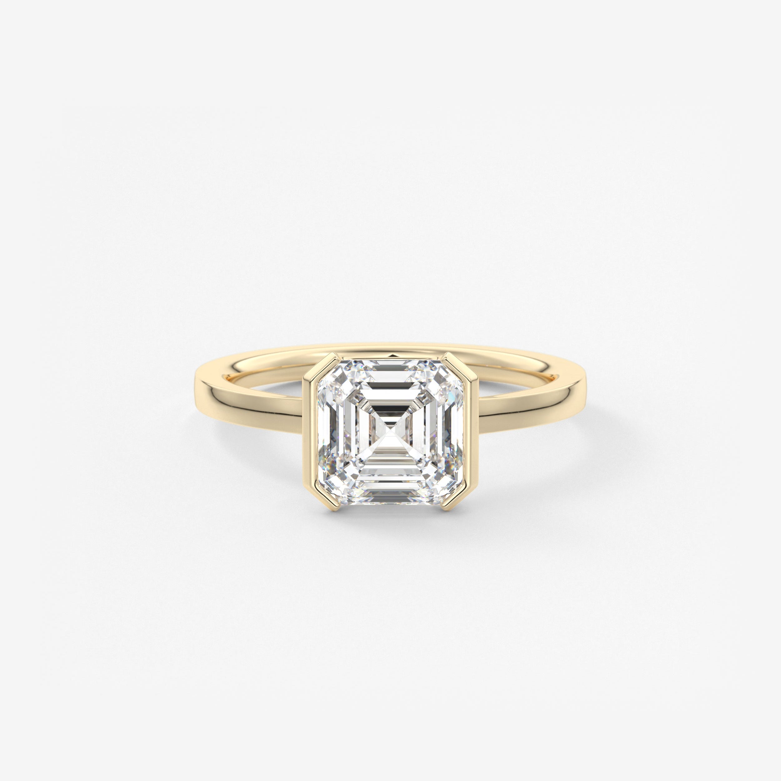 Asscher East West Half Bezel Lab Grown Diamond Engagement Ring