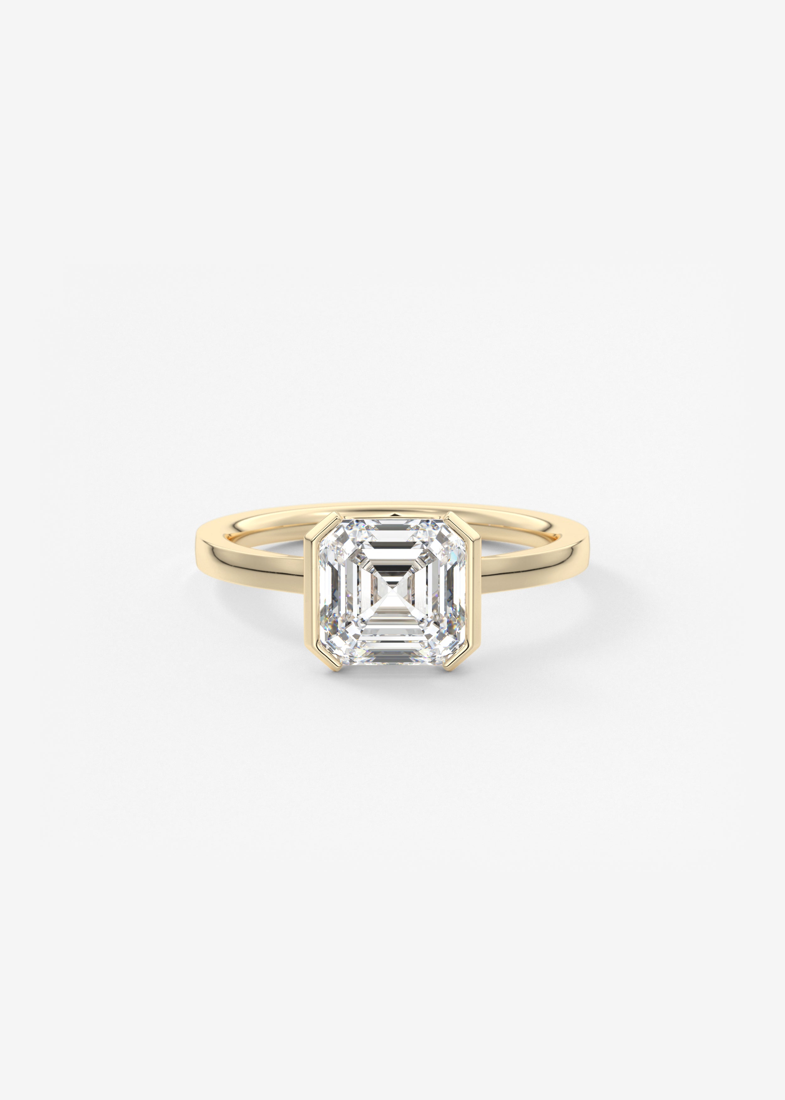 Asscher East West Half Bezel Lab Grown Diamond Engagement Ring