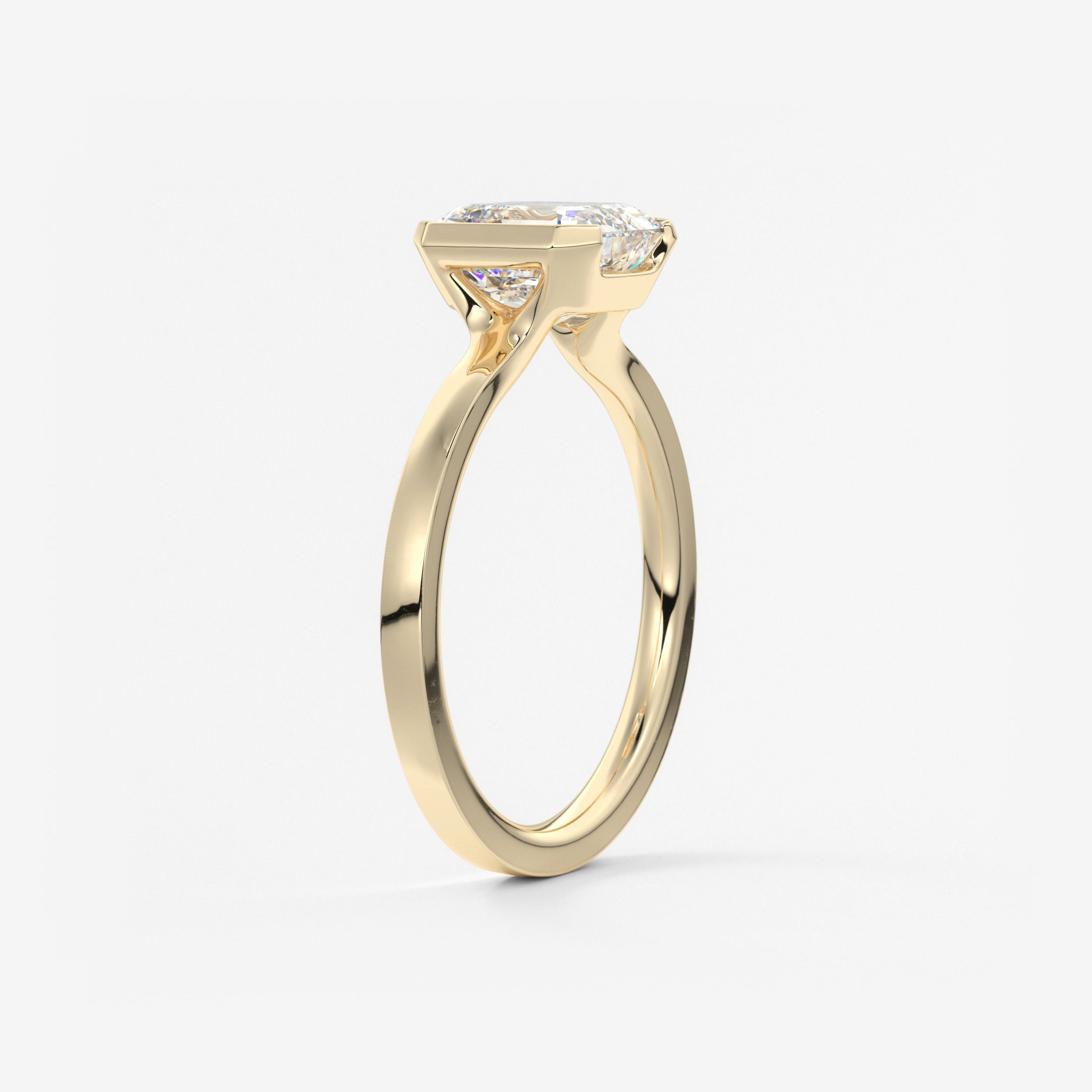 Asscher East West Half Bezel Lab Grown Diamond Engagement Ring