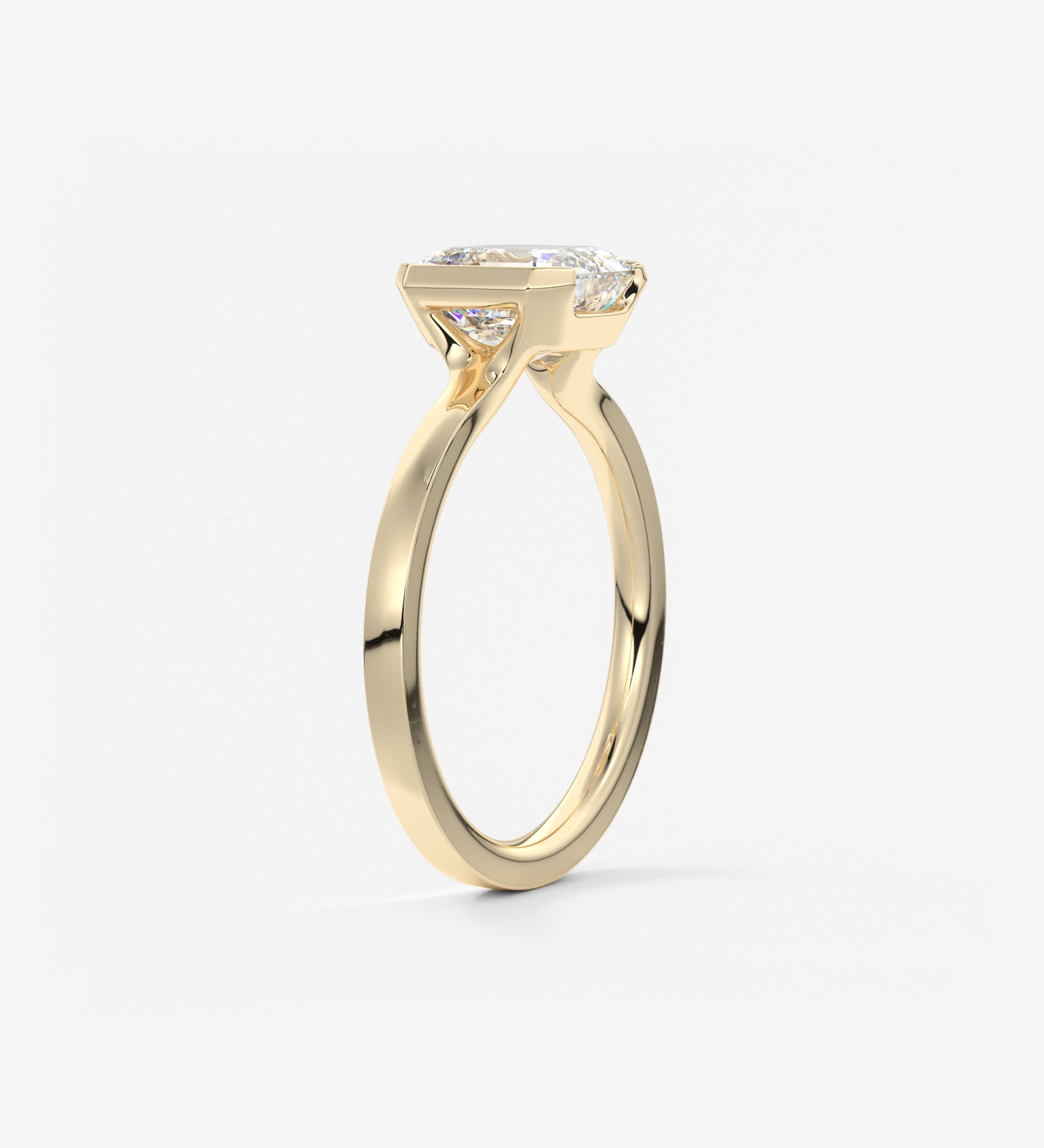 Asscher East West Half Bezel Lab Grown Diamond Engagement Ring