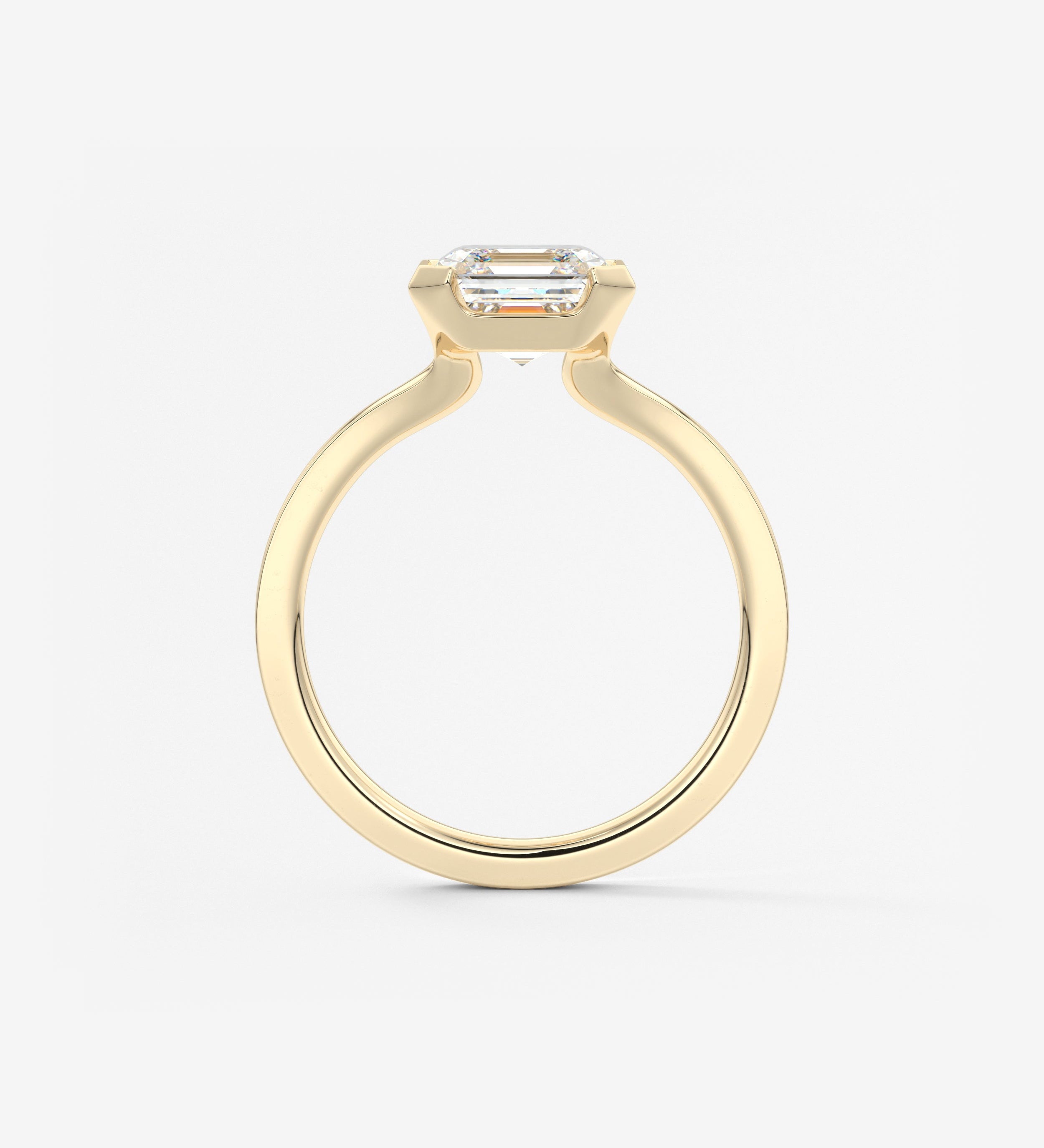 Asscher East West Half Bezel Lab Grown Diamond Engagement Ring