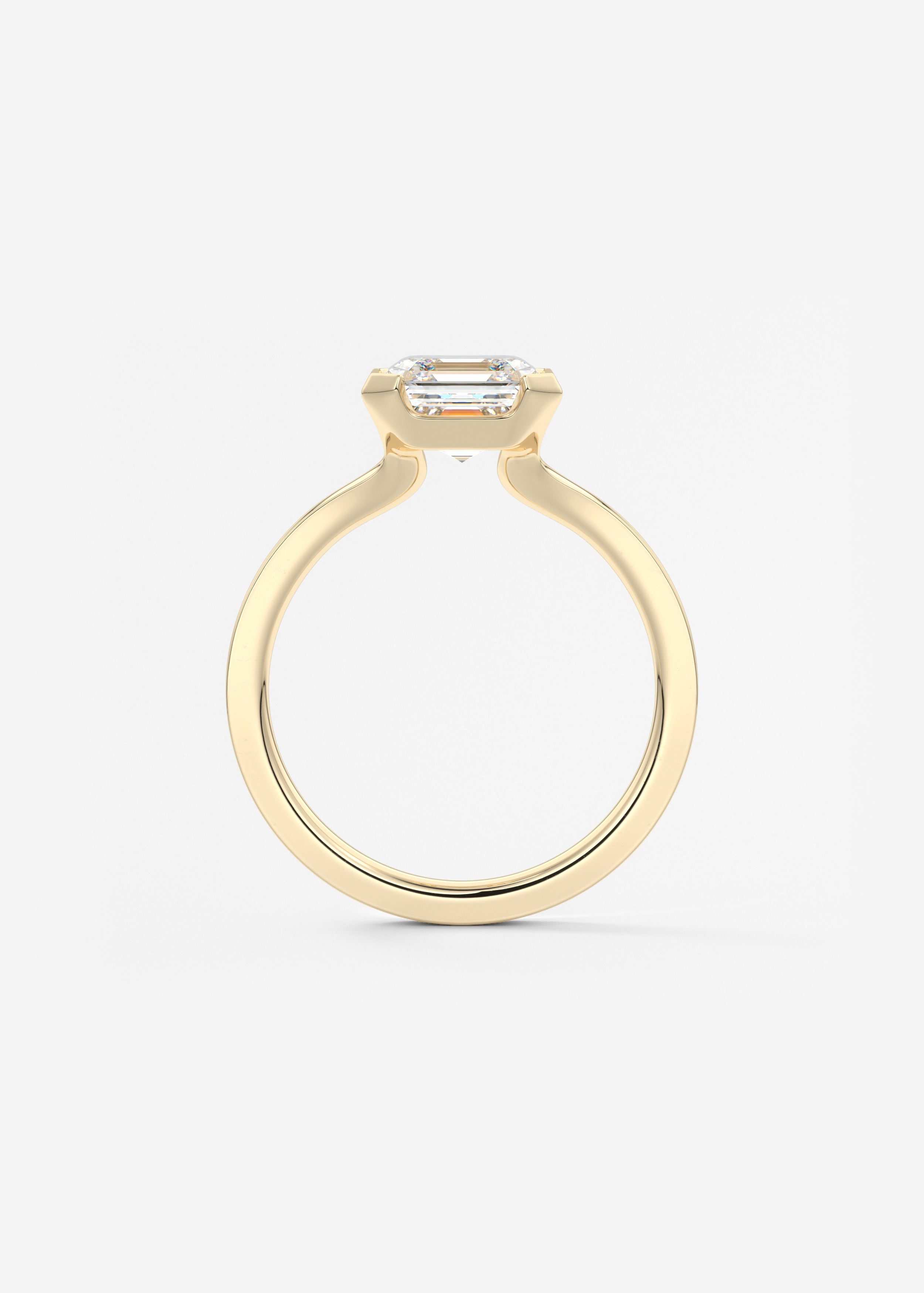 Asscher East West Half Bezel Lab Grown Diamond Engagement Ring
