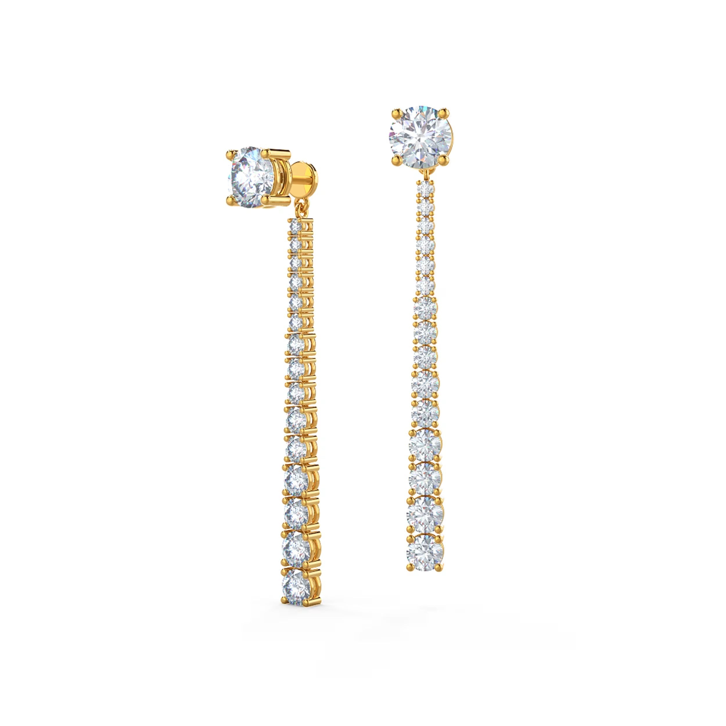 3.0 TCW Round Shape Moissanite Drop Dangler Earrings in Gold 1