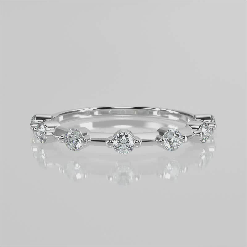 Stunning 0.28 TCW Round Moissanite Stones Dainty Wedding Band 4
