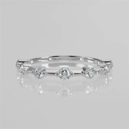 Stunning 0.28 TCW Round Moissanite Stones Dainty Wedding Band 4