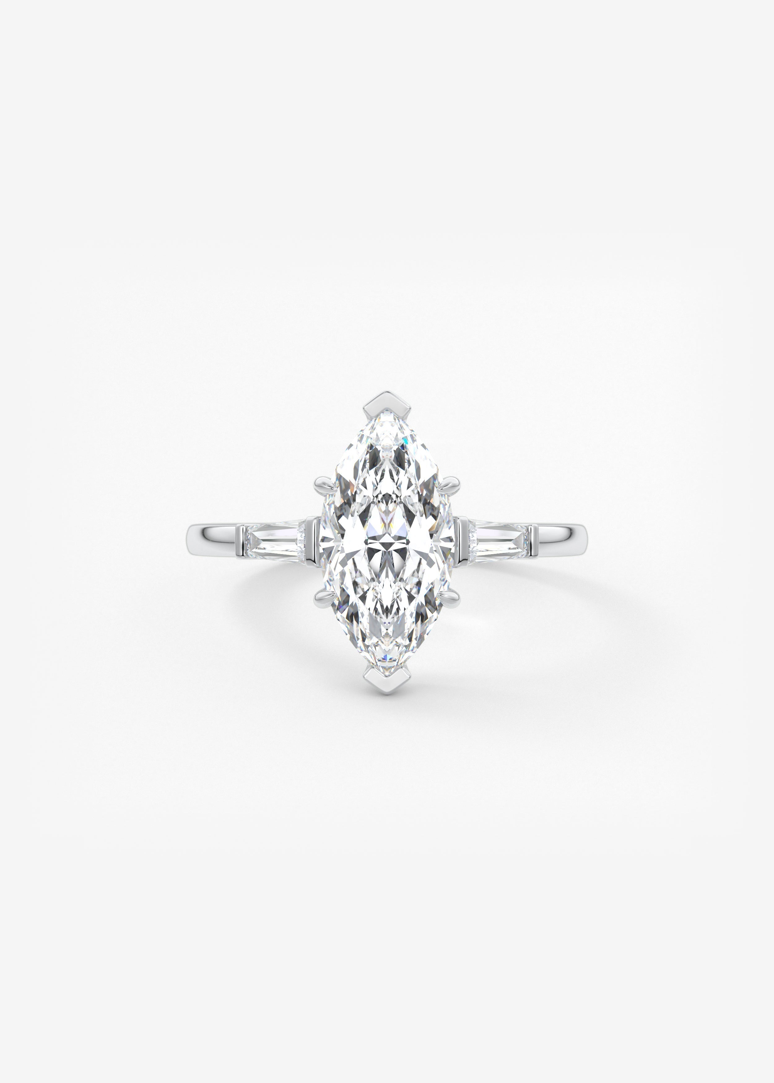 Marquise Three Stone Lab Grown Diamond Engagement Ring