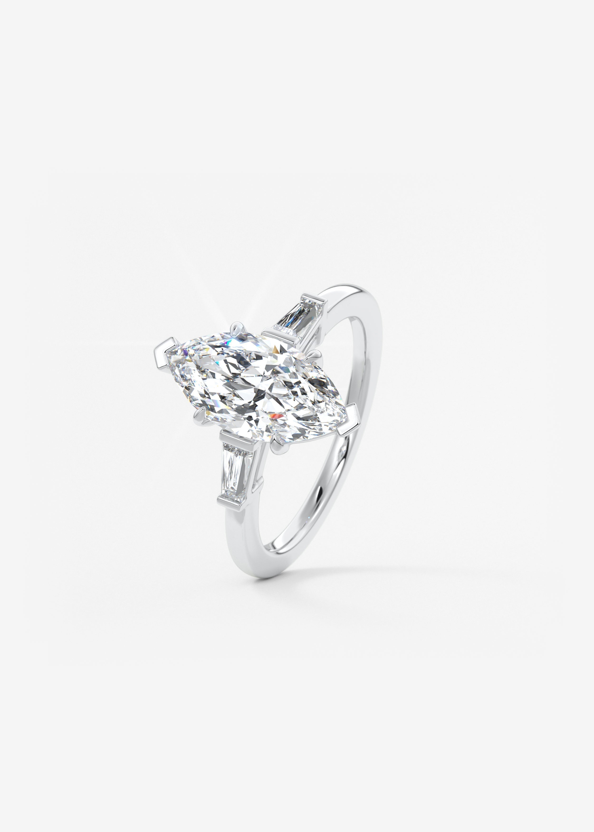 Marquise Three Stone Lab Grown Diamond Engagement Ring