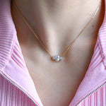 1.0 TCW Oval Moissanite Diamond Three Stone Pendant Necklace in Solid Gold 1