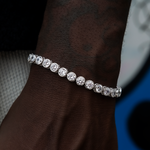 20 CT Round Moissanite Diamond Bezel Silver Bracelet For Him 1