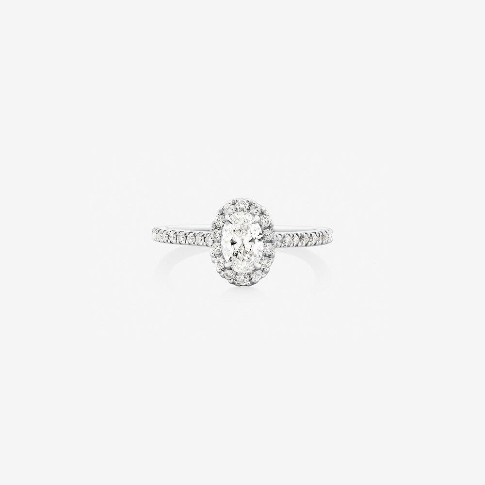Stunning 0.9 CT Oval Moissanite Engagement Ring In Halo & Pave Design 1