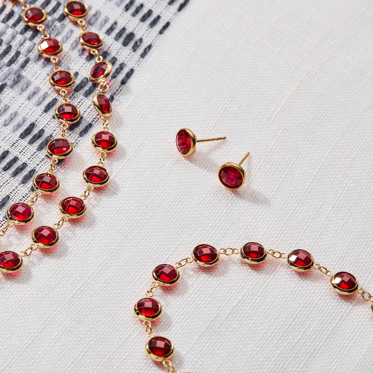Round Ruby Lab Made Diamond- July Birthstone Dainty Bracelet 3