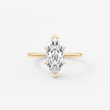Marquise Three Stone Bezel Lab Grown Diamond Engagement Ring