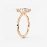 Marquise Three Stone Bezel Lab Grown Diamond Engagement Ring