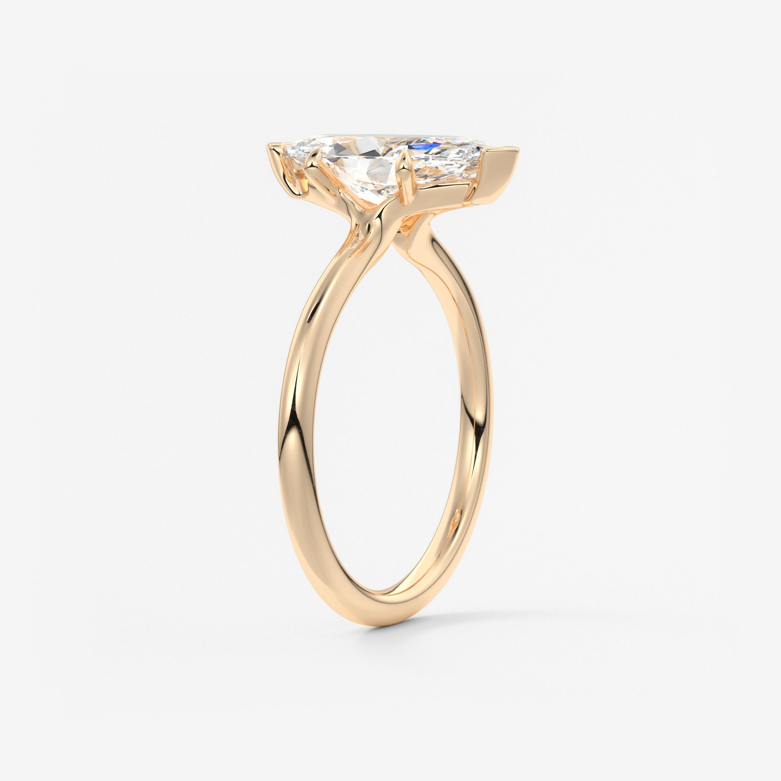 Marquise Three Stone Bezel Lab Grown Diamond Engagement Ring