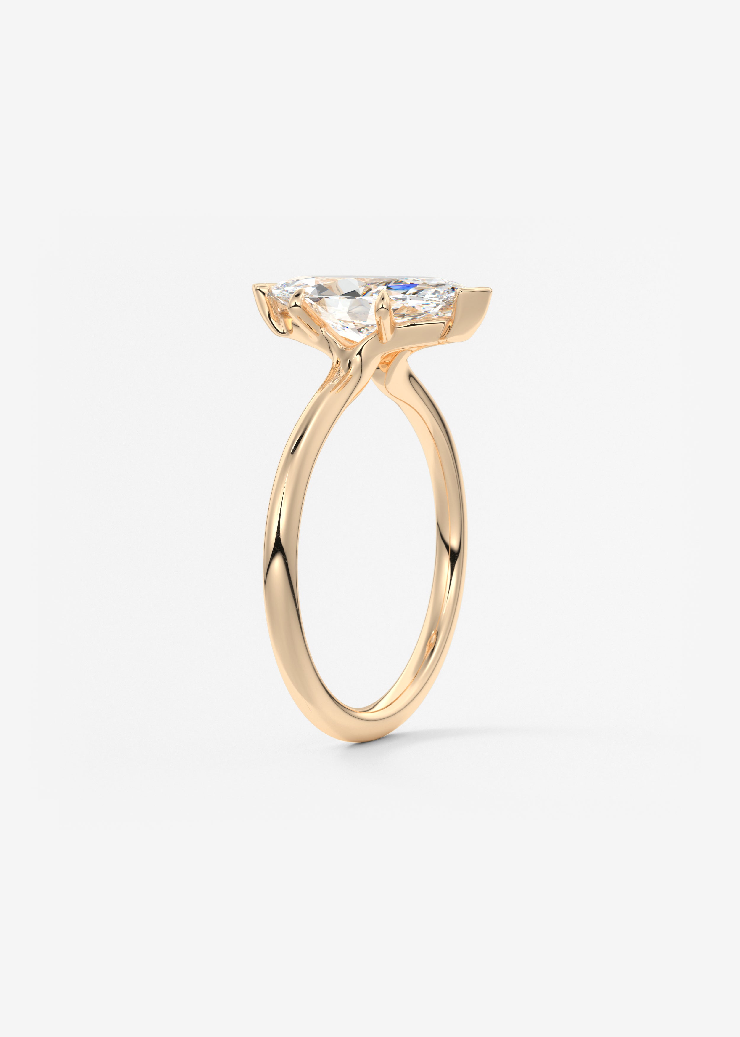 Marquise Three Stone Bezel Lab Grown Diamond Engagement Ring