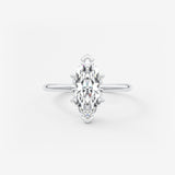 Marquise Three Stone Bezel Lab Grown Diamond Engagement Ring